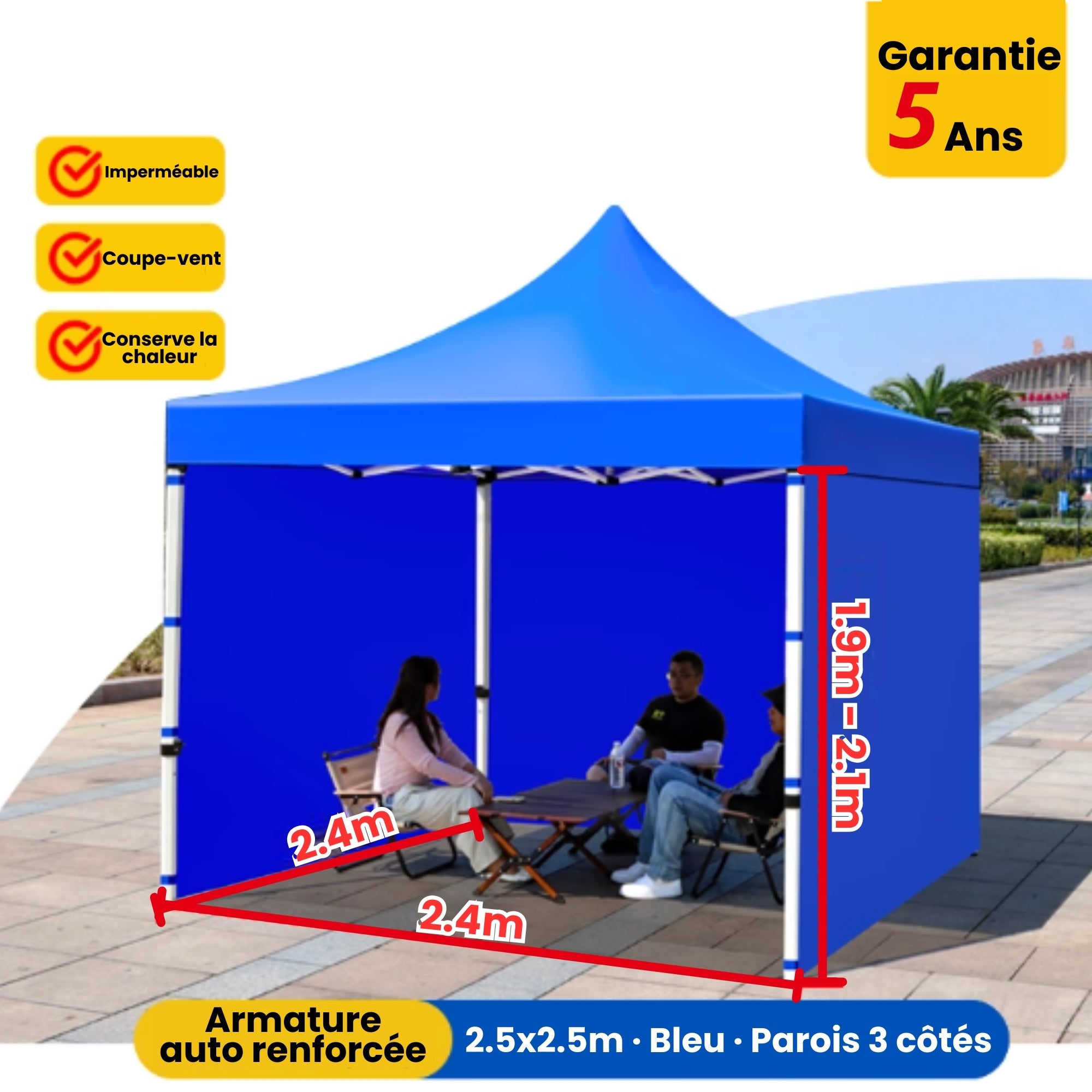 Barnum 2,5x2,5m avec bleu parois