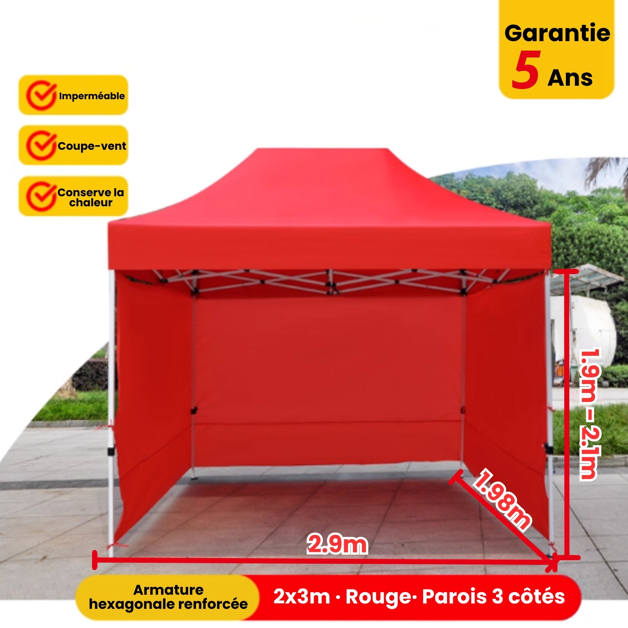 Barnum 2x3 rouge avec parois facile