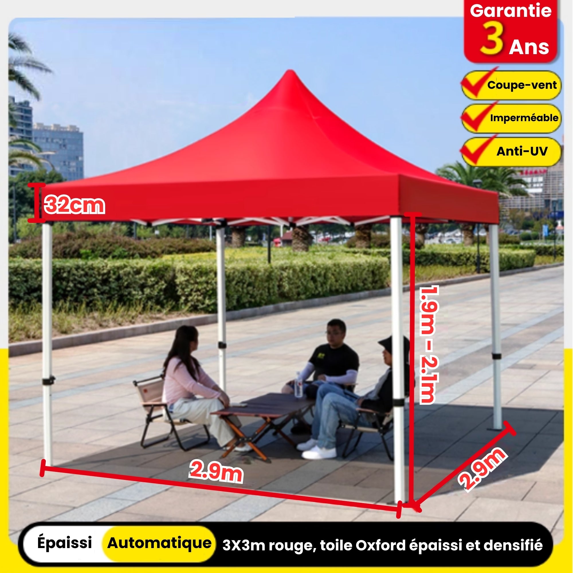 Barnum 3x3m rouge