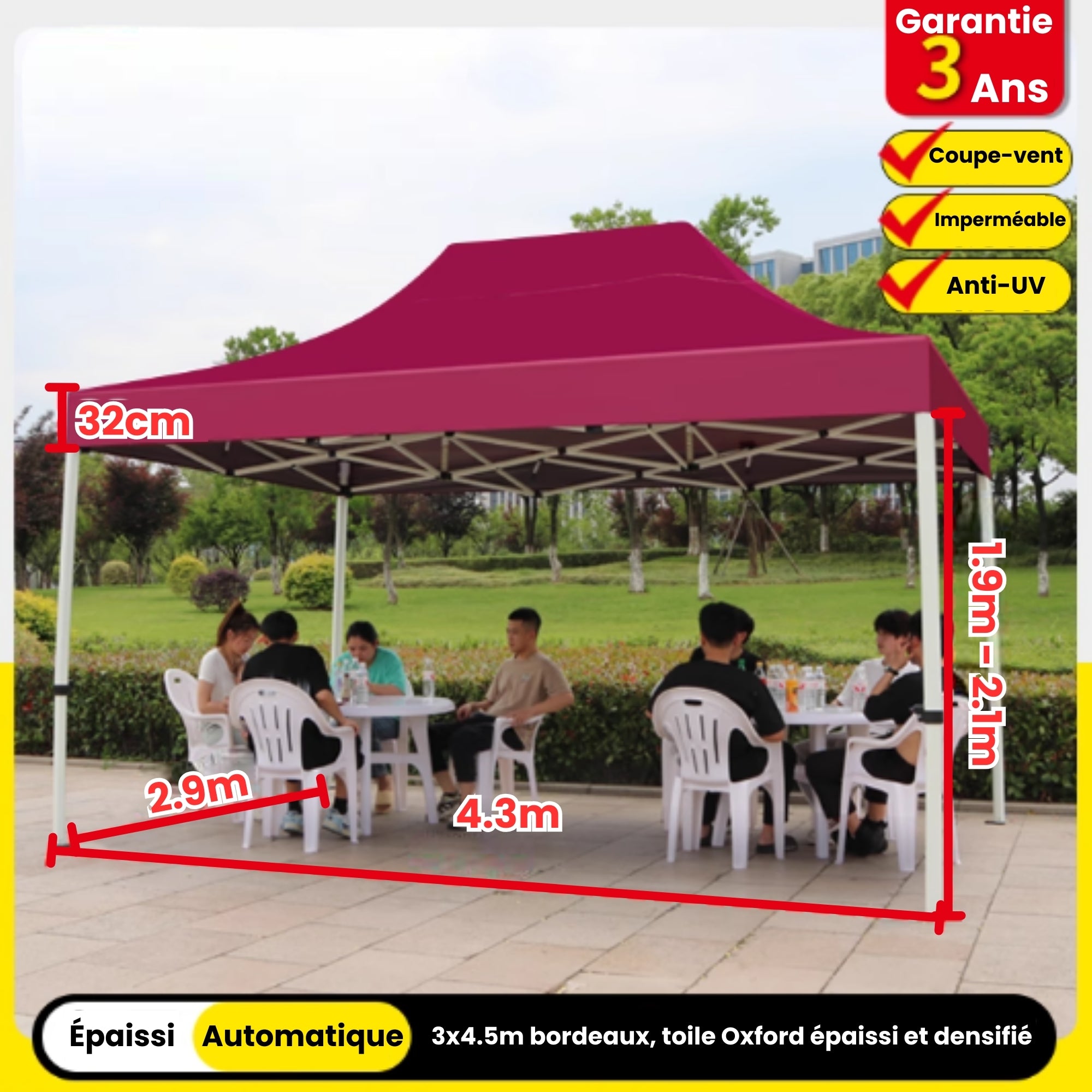 Barnum 3x4,5m bordeaux