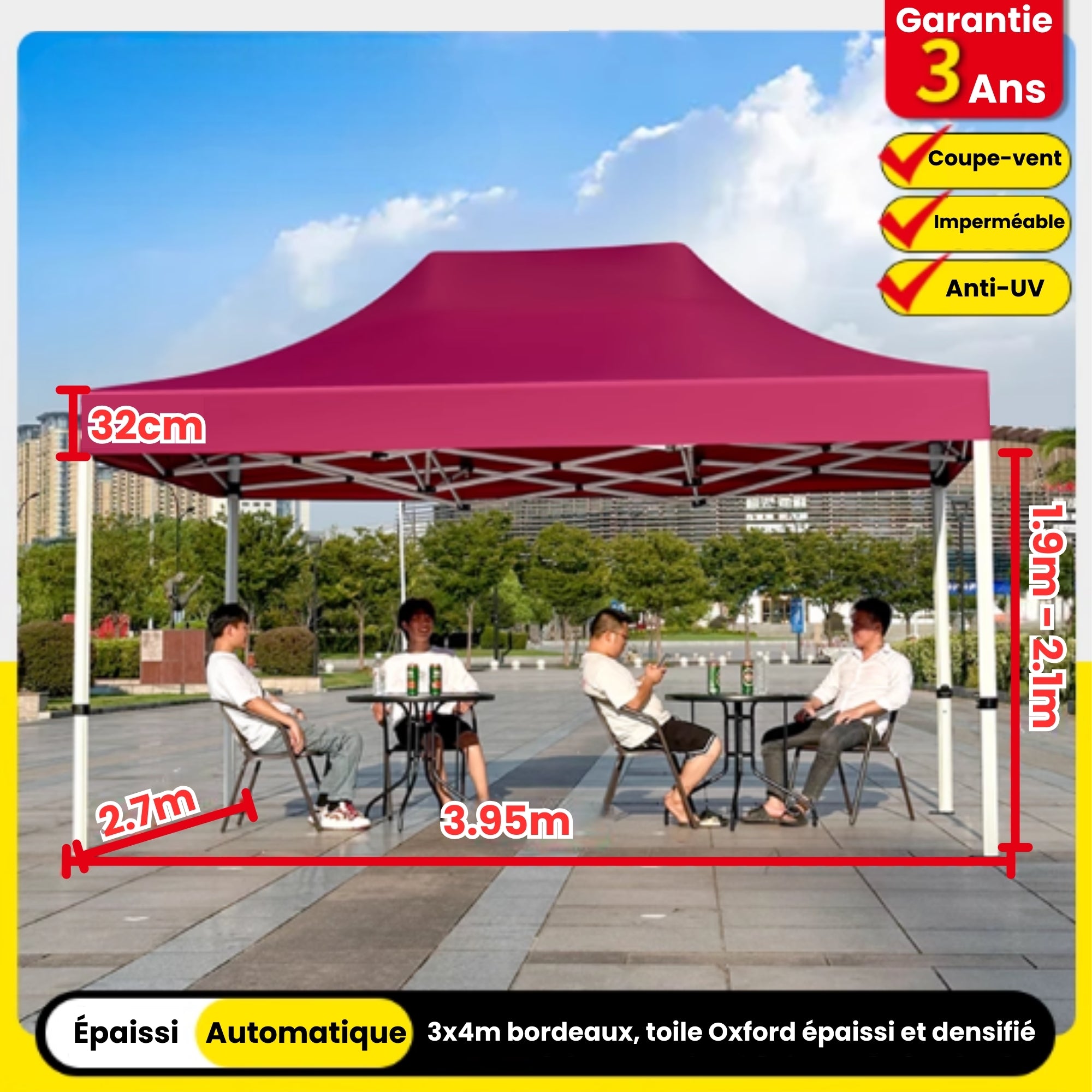 Barnum 3x4m bordeaux