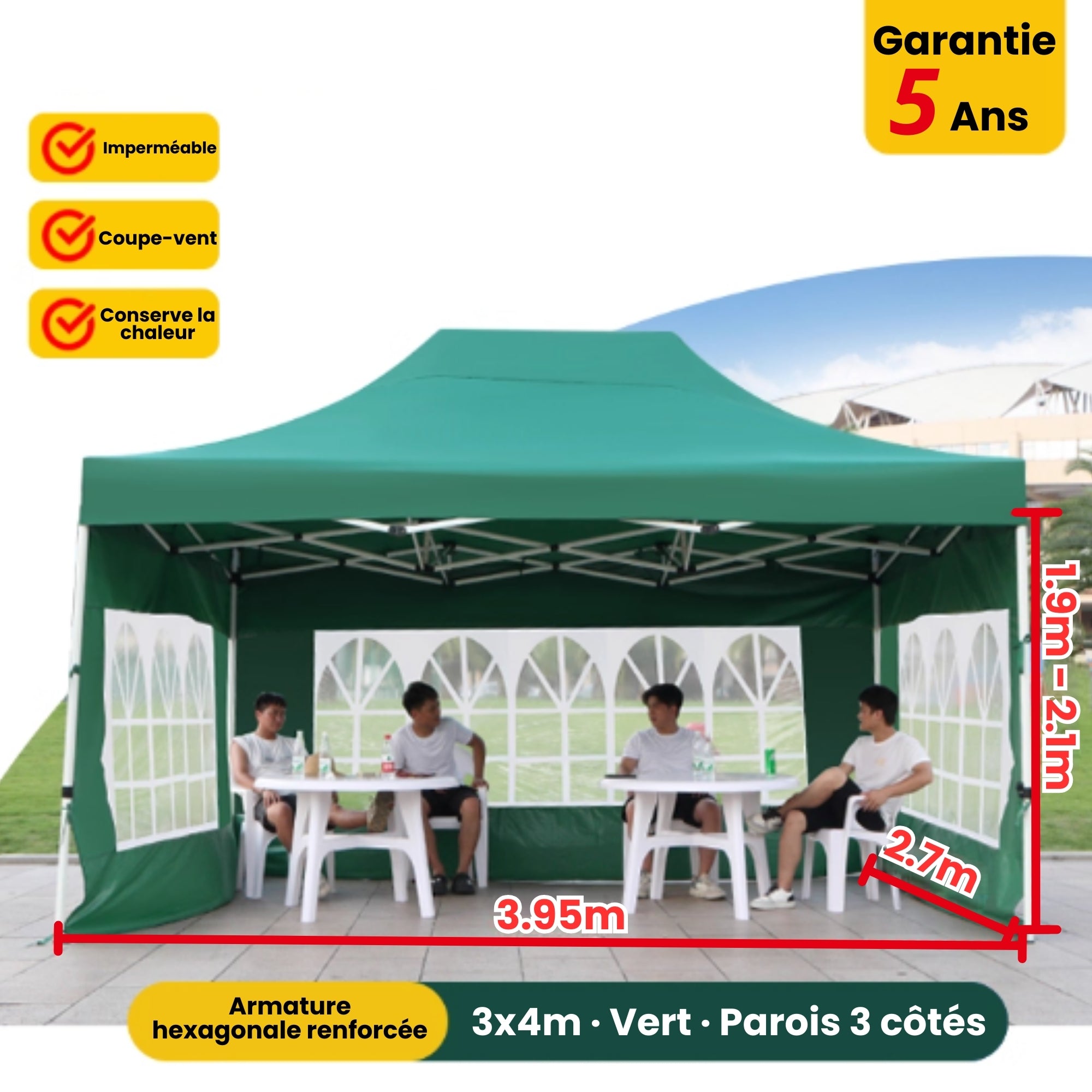 Barnum 3x4m vert avec parois