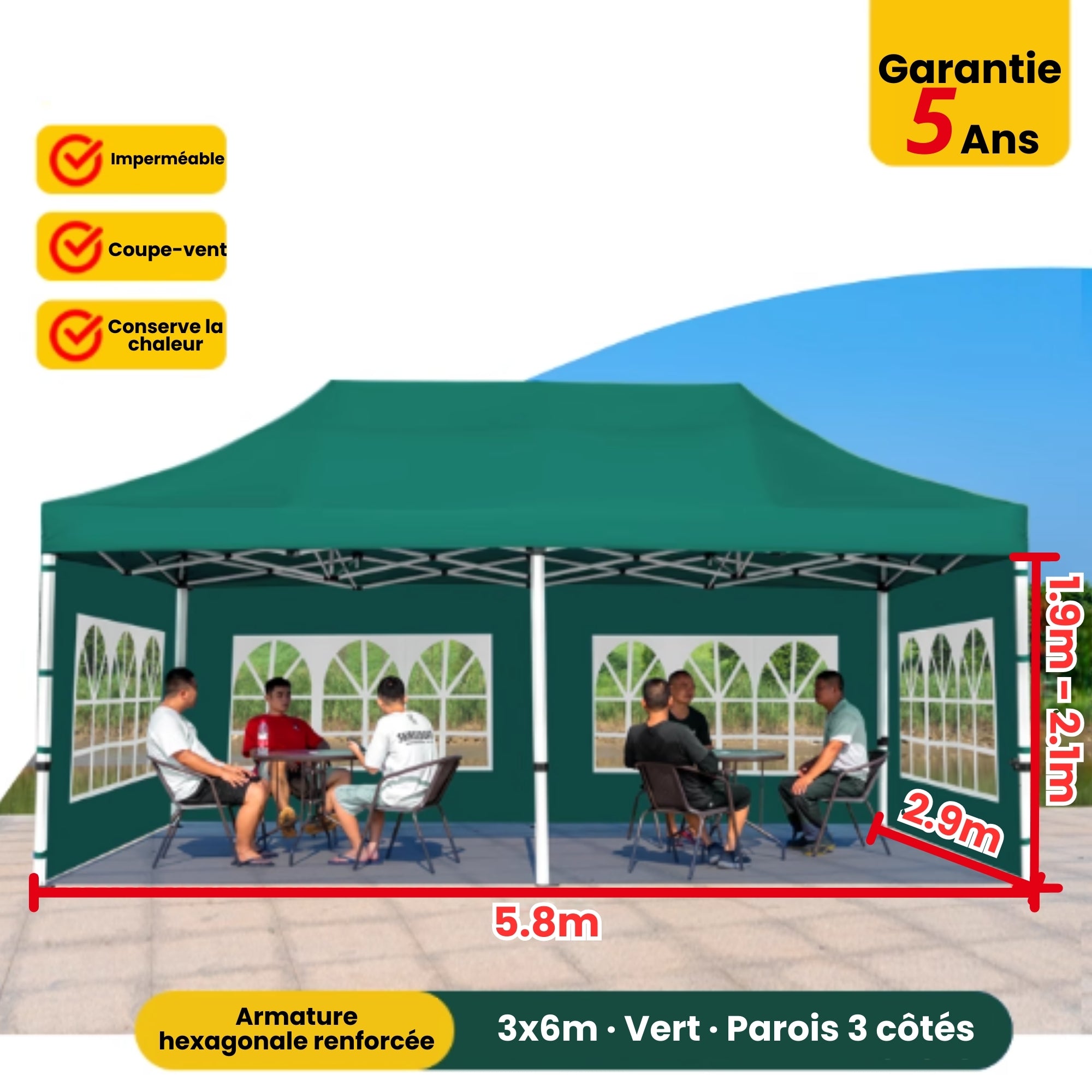 Barnum 3x6m vert avec parois
