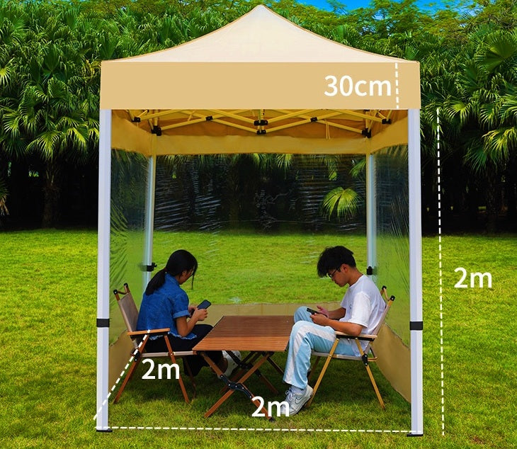 Barnum pliant 2x2 m avec 3 murs transparents