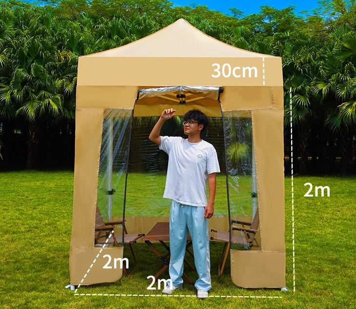 Barnum pliant 2x2 m avec 4 murs transparents