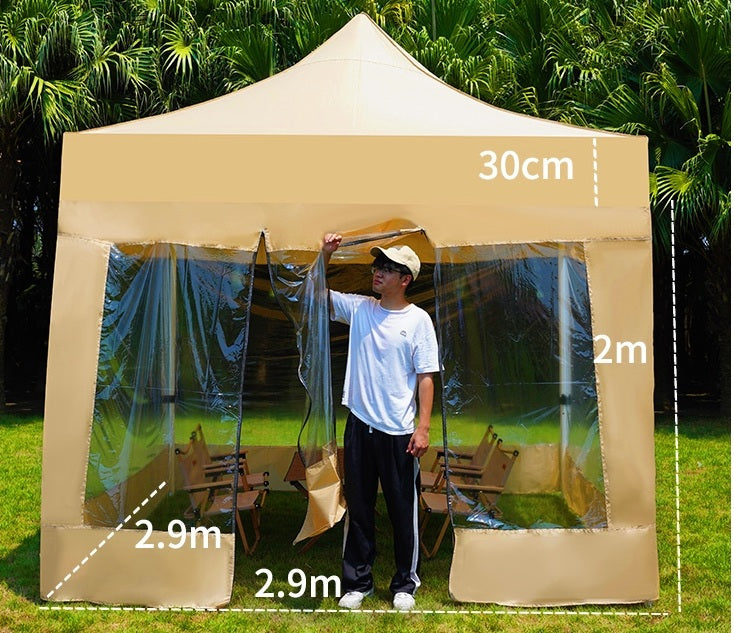 Barnum pliant 3x3 m avec 4 murs transparents