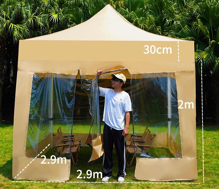 Barnum pliant 3x3 m avec 4 murs transparents