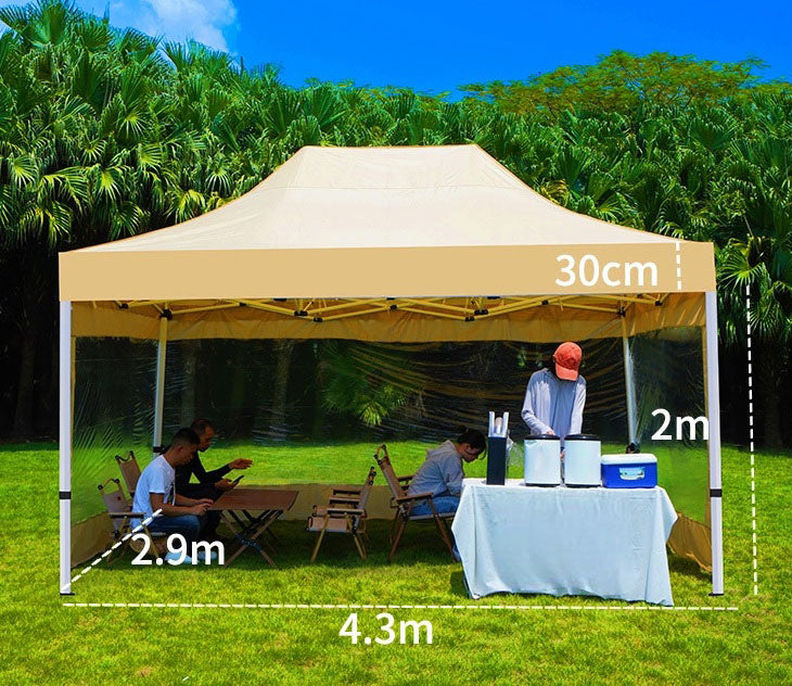 Barnum pliant 3x4.5 m avec 3 murs transparents