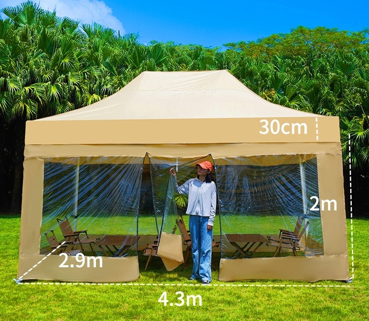Barnum pliant 3x4.5 m avec 4 murs transparents