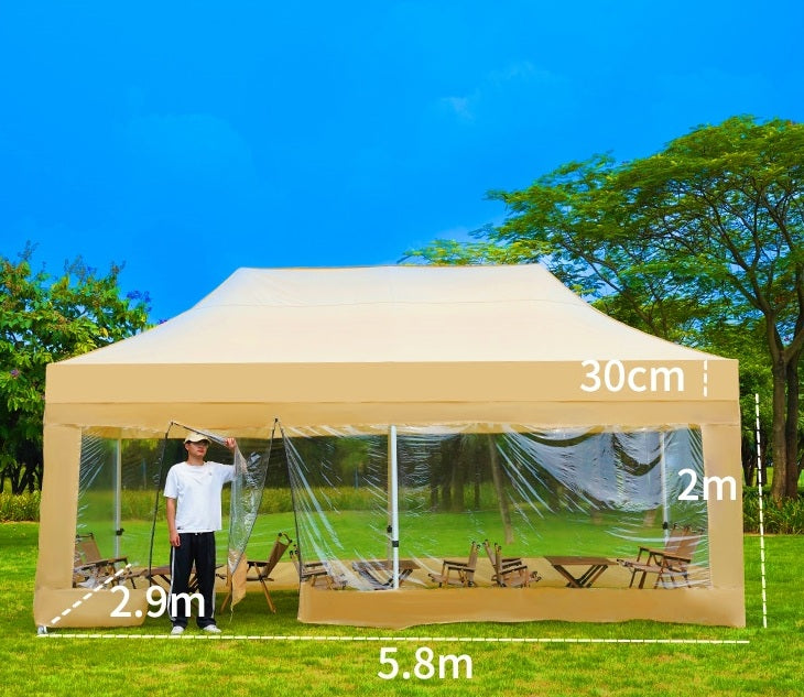 Barnum pliant 3x6 m avec 4 murs transparents