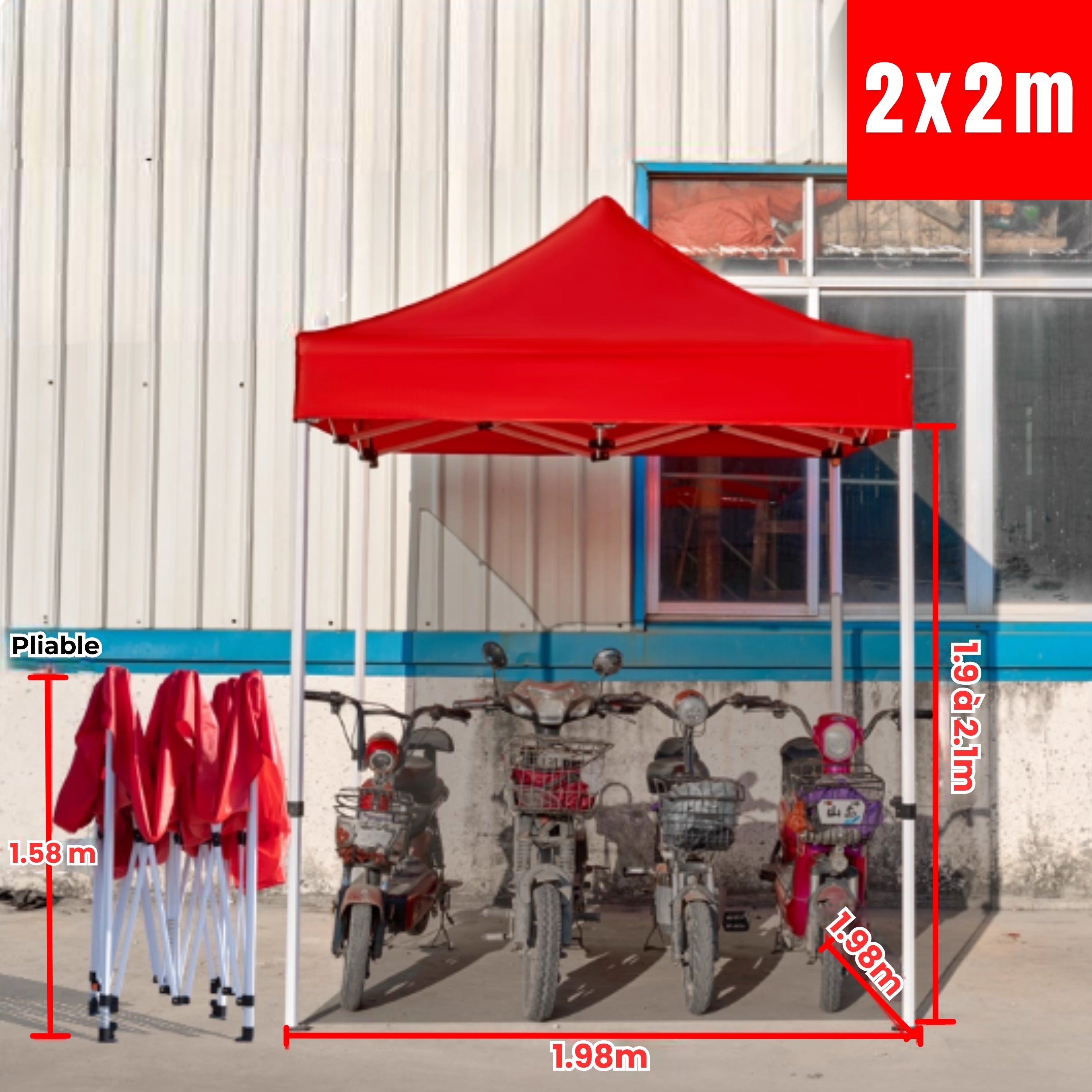 Barnum pour scooter 2x2m rouge
