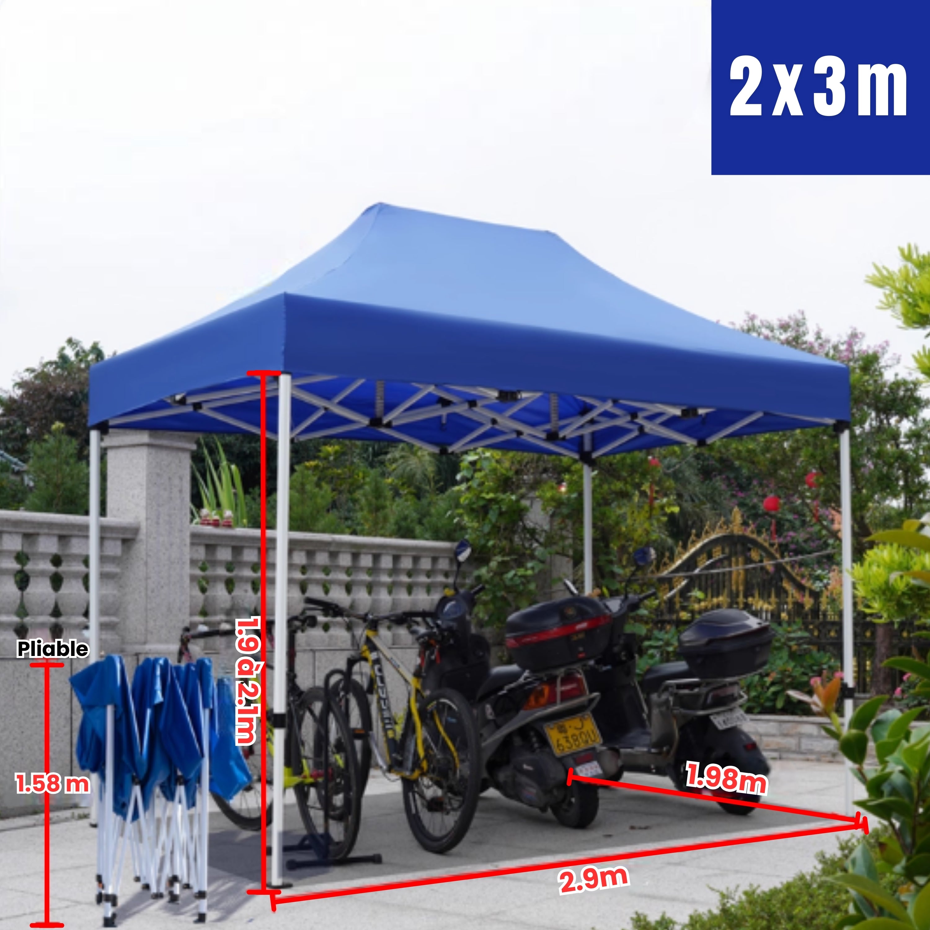 Barnum pour scooter 2x3m bleu