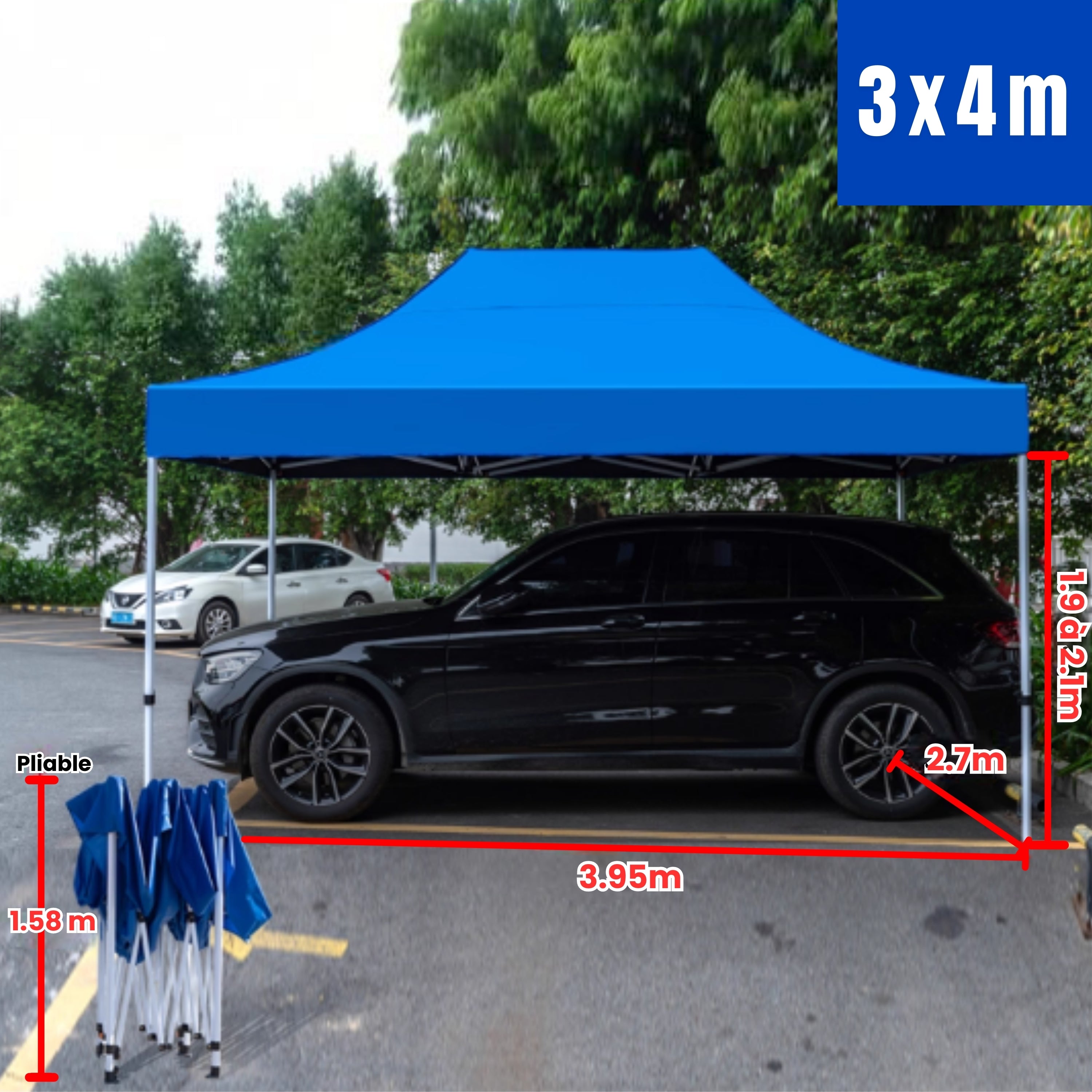 Barnum voiture 3x4m bleu