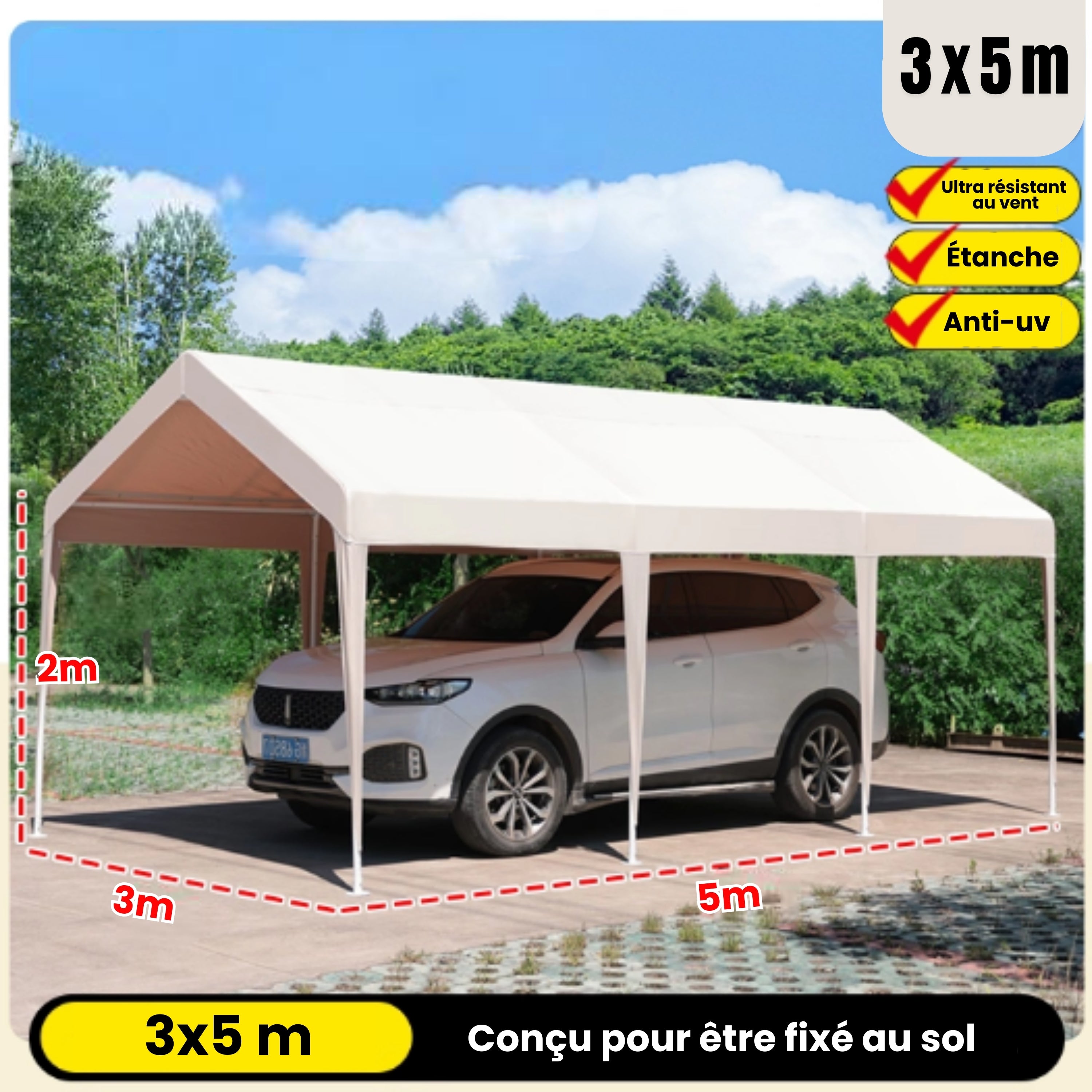 Barnum voiture grand 3x5m blanc