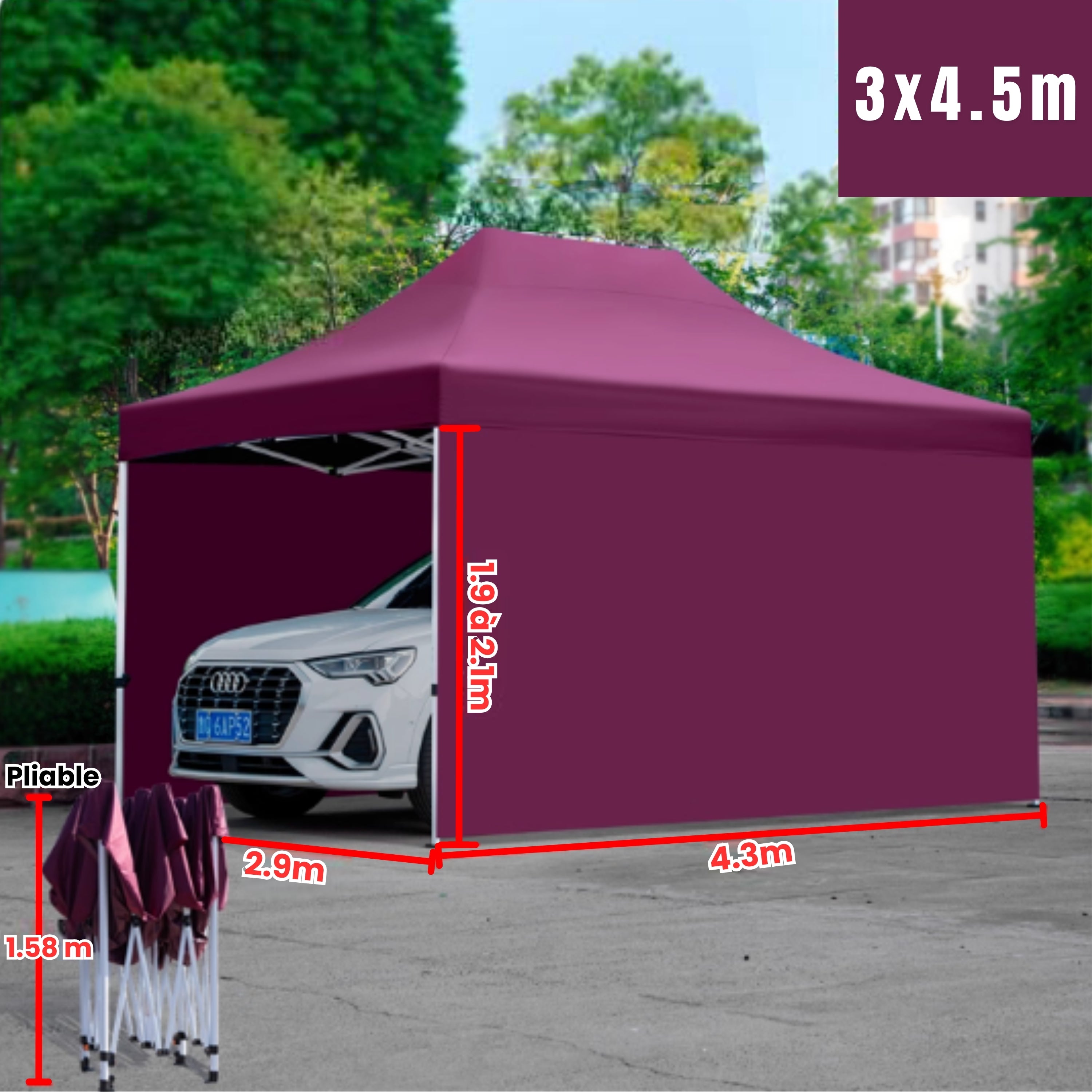 Barnum voiture grand avec mur bordeaux