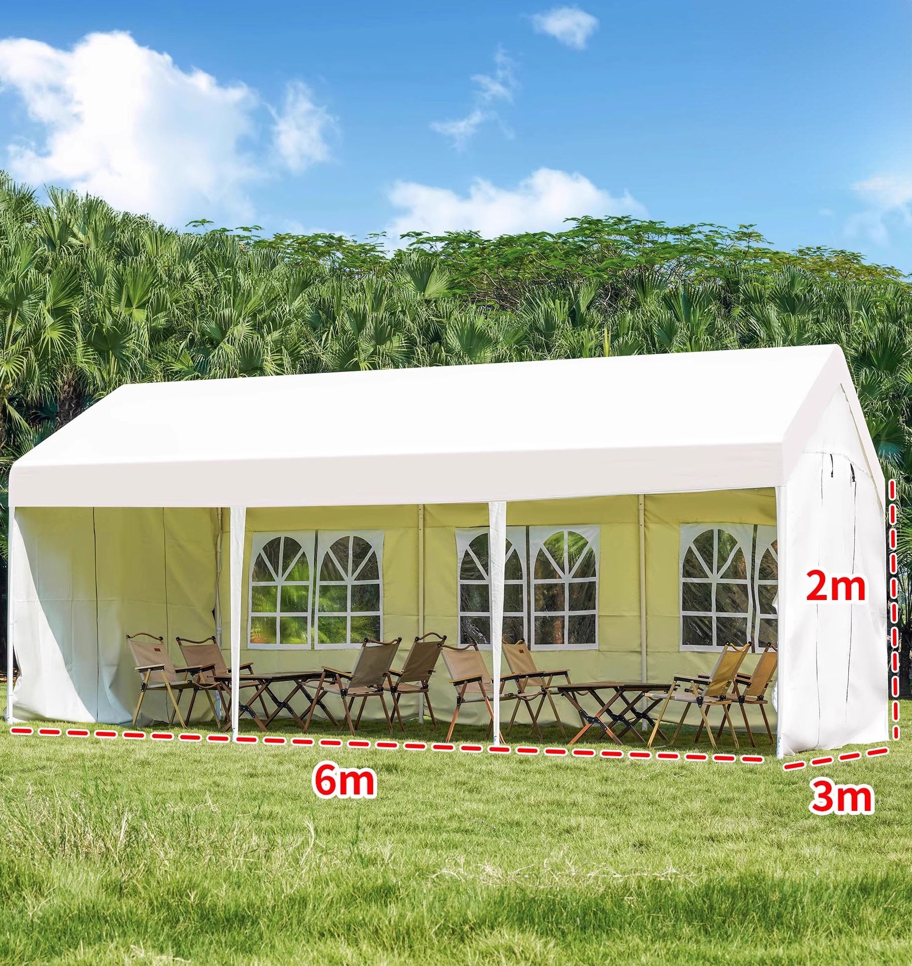 Tente de réception 3x6m avec 3 murs