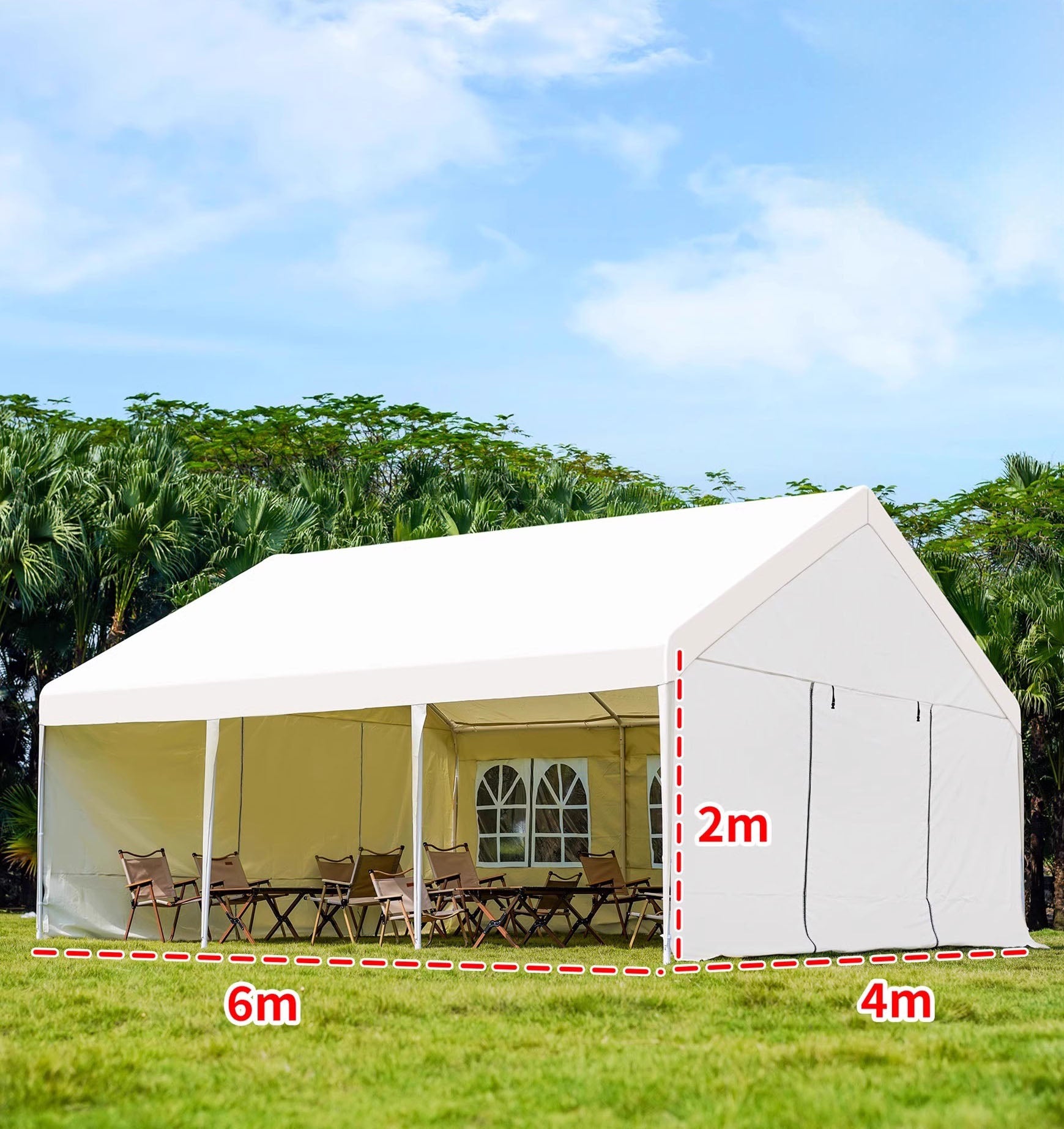 Tente de réception 4x6m avec 3 murs