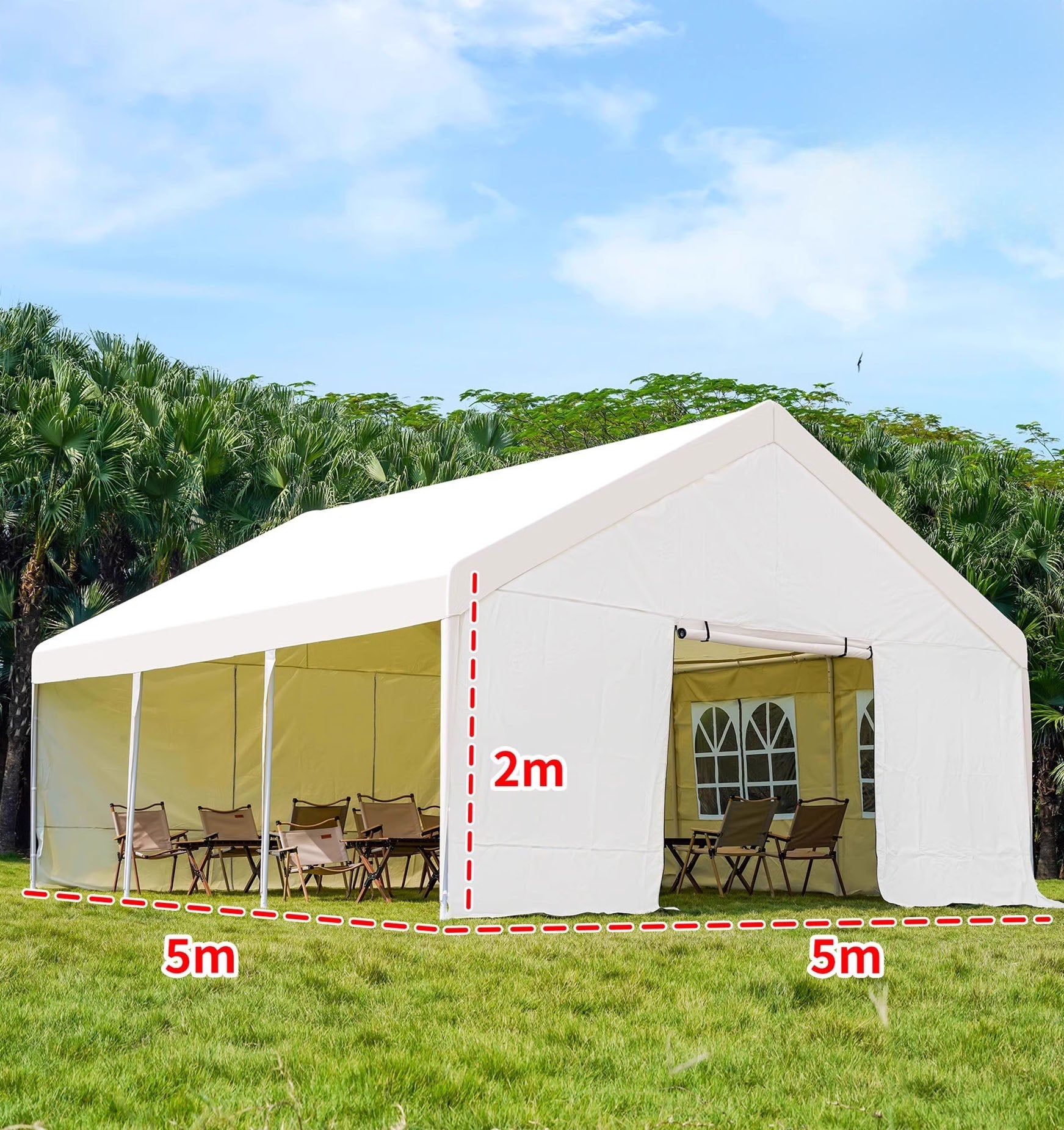 Tente de réception 5x5m avec 3 murs