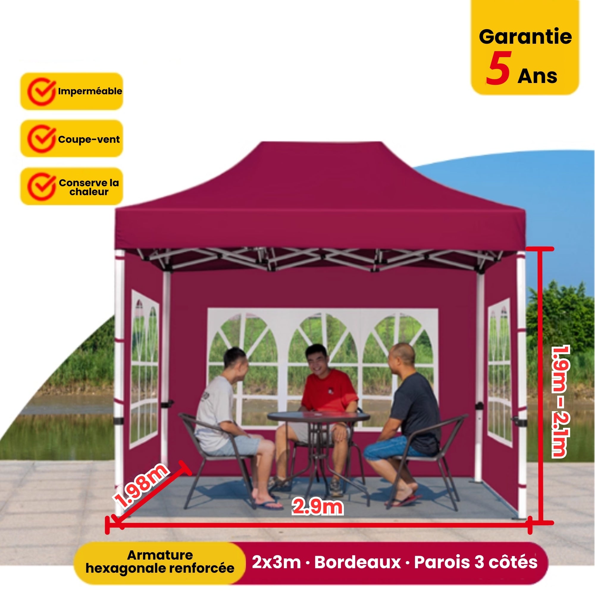 Barnum 2x3 bordeaux avec parois