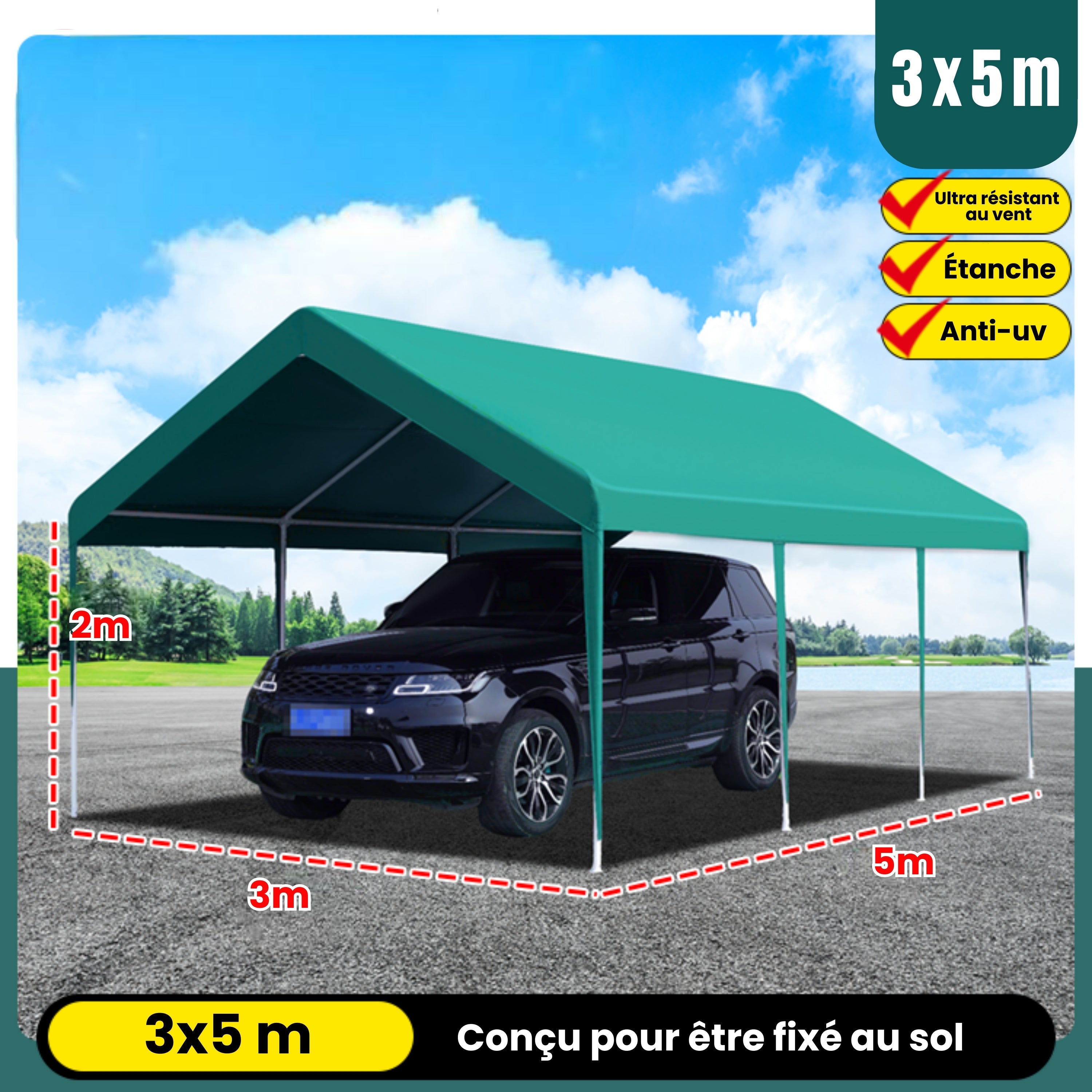 Barnum voiture grand 3x5m vert