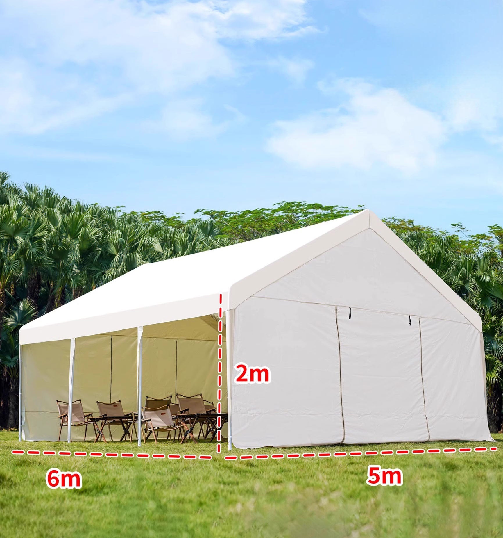 Tente de réception 5x6m avec 3 murs